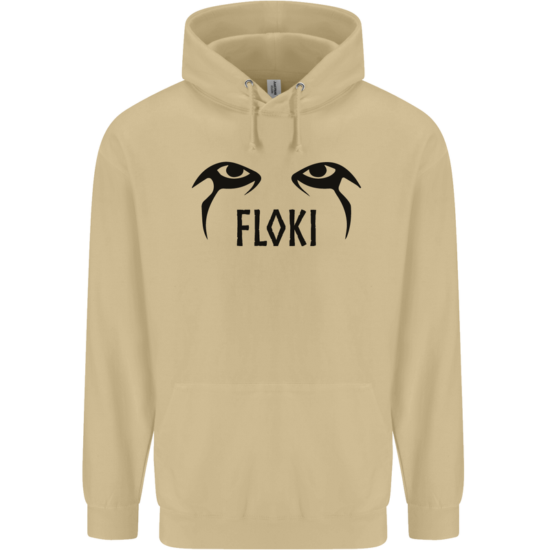 Floki Eyes Vikings Valhalla Odin Mens 80% Cotton Hoodie Sand