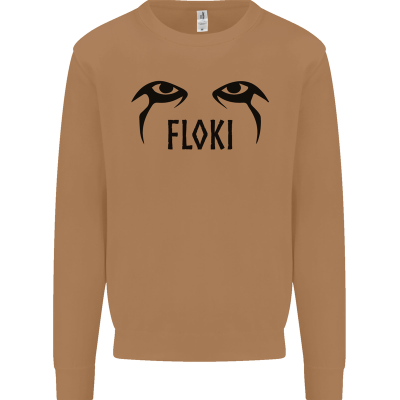 Floki Eyes Vikings Valhalla Odin Mens Sweatshirt Jumper Caramel Latte
