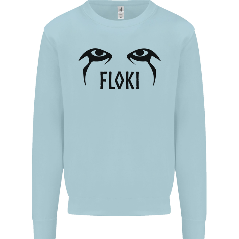 Floki Eyes Vikings Valhalla Odin Mens Sweatshirt Jumper Light Blue
