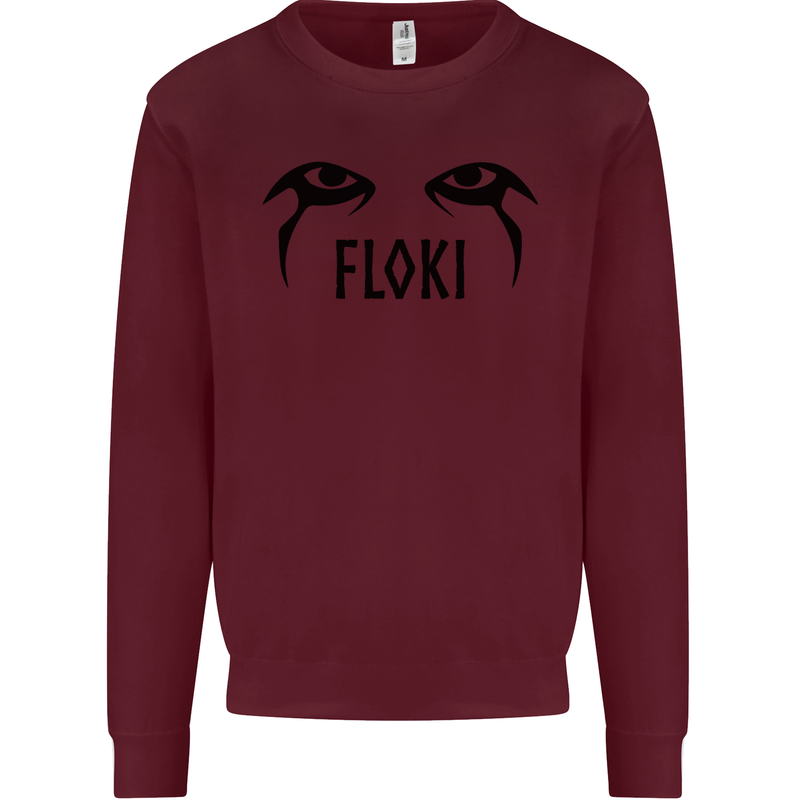 Floki Eyes Vikings Valhalla Odin Mens Sweatshirt Jumper Maroon