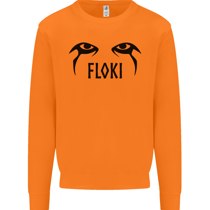 Floki Eyes Vikings Valhalla Odin Mens Sweatshirt Jumper Orange