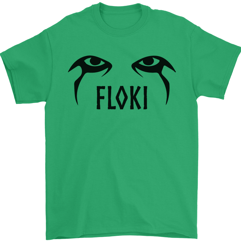 Floki Eyes Vikings Valhalla Odin Mens T-Shirt Cotton Gildan Irish Green