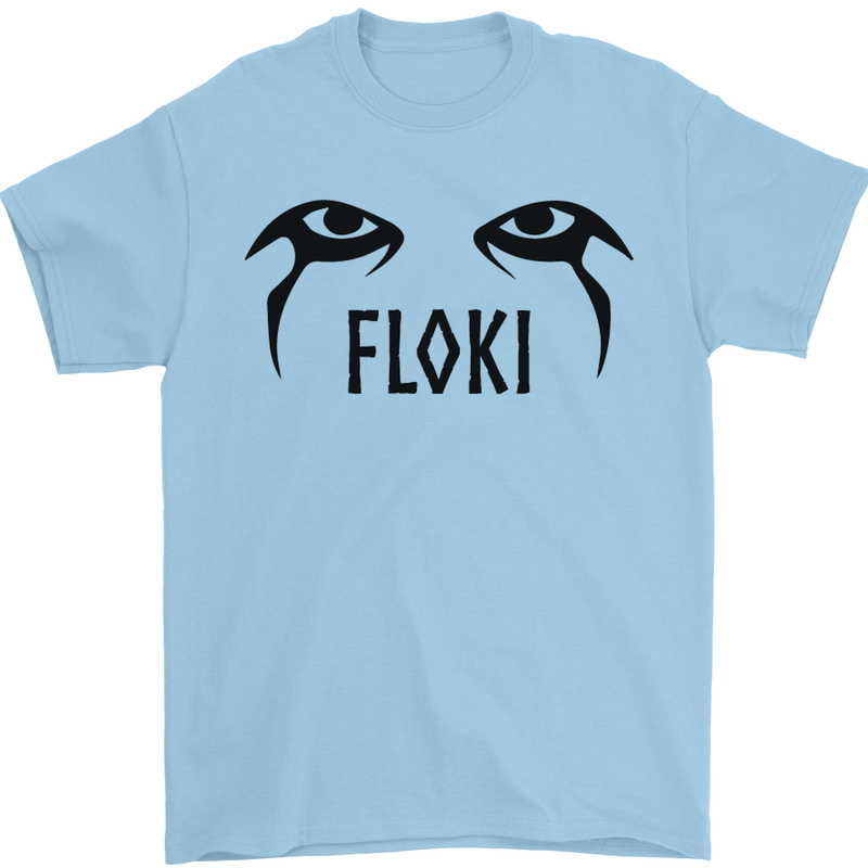 Floki Eyes Vikings Valhalla Odin Mens T-Shirt Cotton Gildan Light Blue