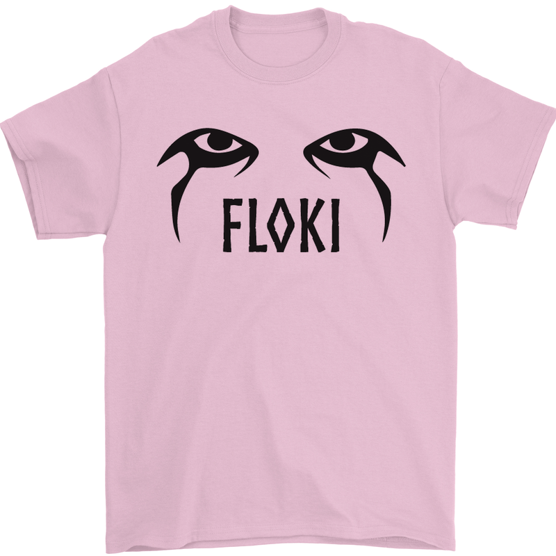 Floki Eyes Vikings Valhalla Odin Mens T-Shirt Cotton Gildan Light Pink