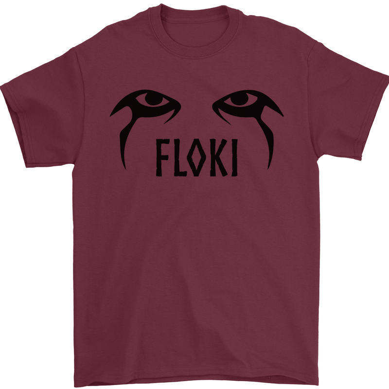 Floki Eyes Vikings Valhalla Odin Mens T-Shirt Cotton Gildan Maroon