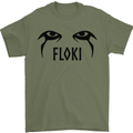 Floki Eyes Vikings Valhalla Odin Mens T-Shirt Cotton Gildan Military Green