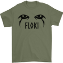 Floki Eyes Vikings Valhalla Odin Mens T-Shirt Cotton Gildan Military Green