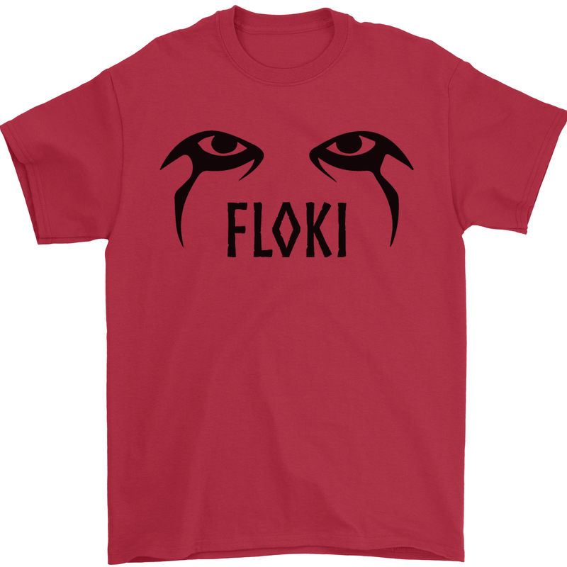 Floki Eyes Vikings Valhalla Odin Mens T-Shirt Cotton Gildan Red