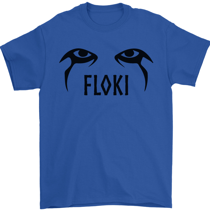 Floki Eyes Vikings Valhalla Odin Mens T-Shirt Cotton Gildan Royal Blue