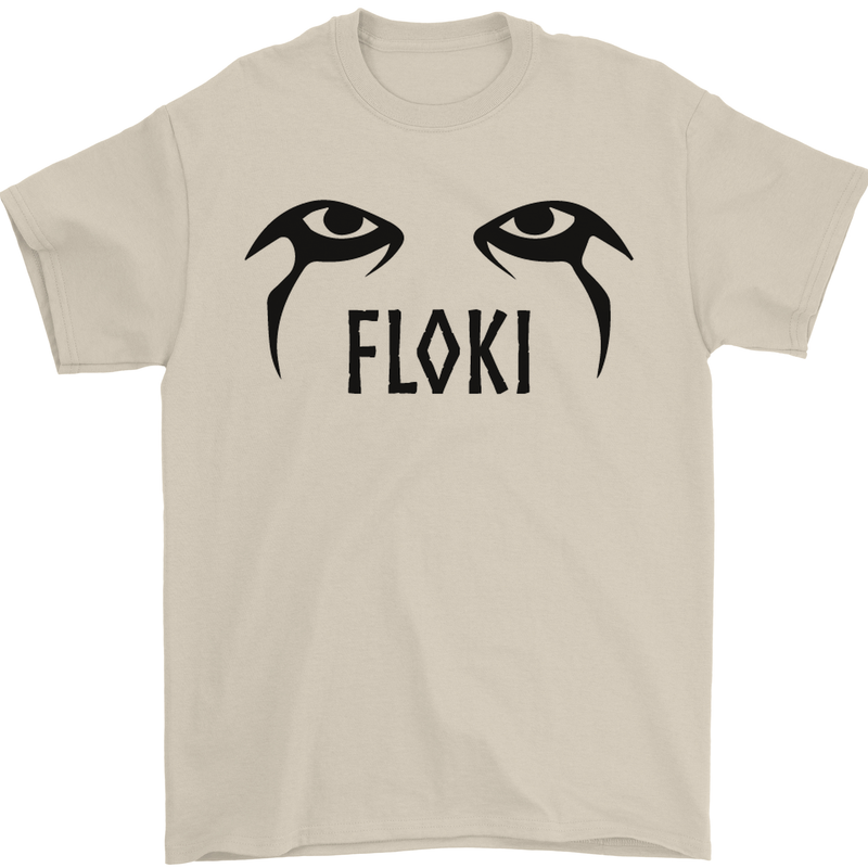 Floki Eyes Vikings Valhalla Odin Mens T-Shirt Cotton Gildan Sand