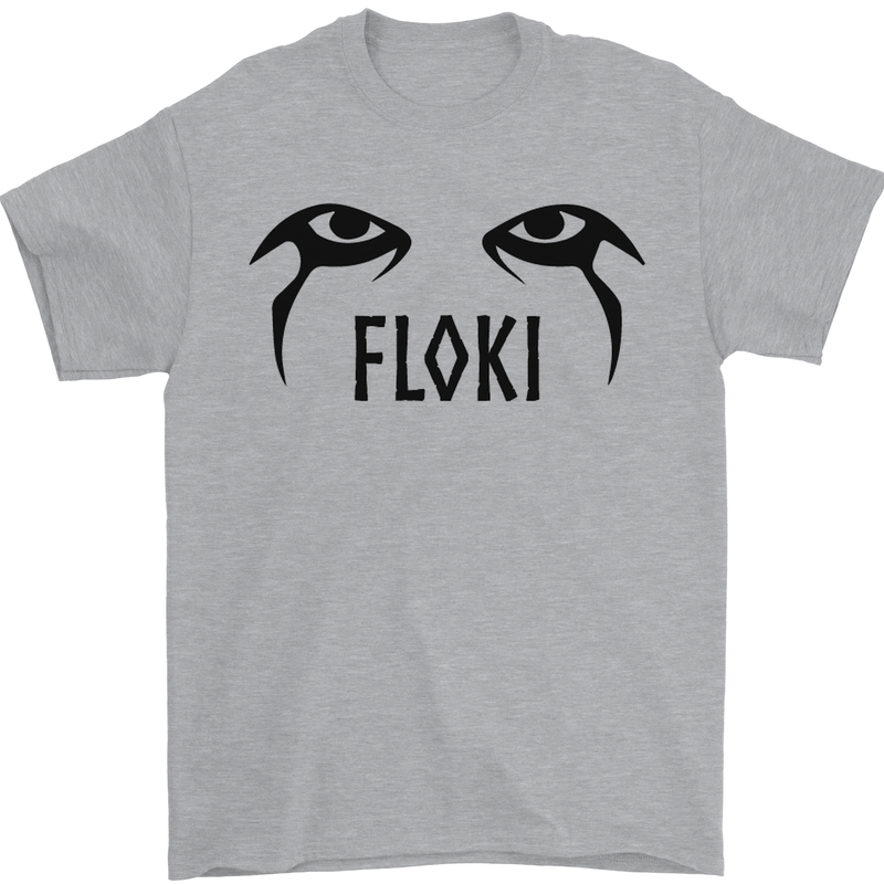 Floki Eyes Vikings Valhalla Odin Mens T-Shirt Cotton Gildan Sports Grey