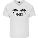 Floki Eyes Vikings Valhalla Odin Mens V-Neck Cotton T-Shirt White