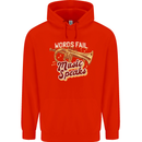 Flugelhorn Music Speaks Where Words Fail Childrens Kids Hoodie Bright Red