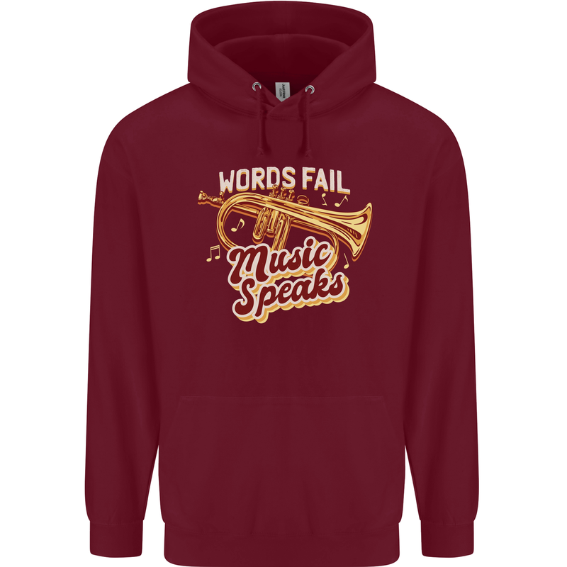 Flugelhorn Music Speaks Where Words Fail Childrens Kids Hoodie Maroon