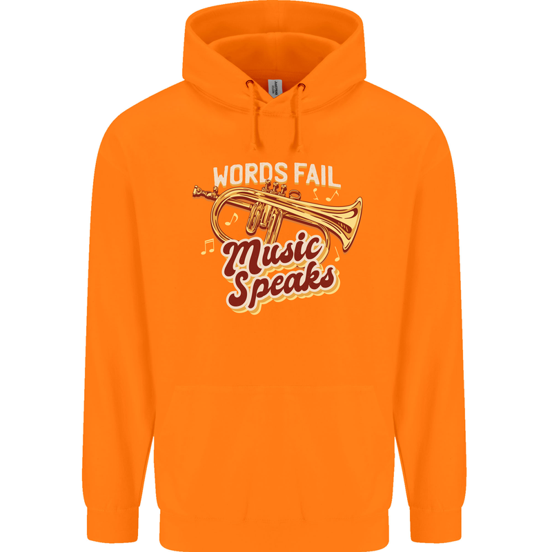 Flugelhorn Music Speaks Where Words Fail Childrens Kids Hoodie Orange