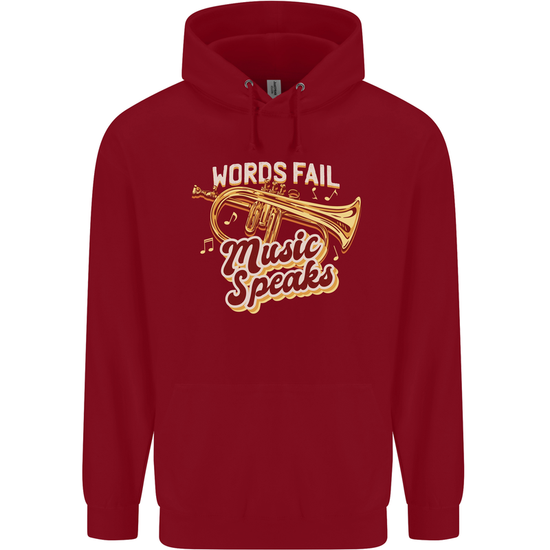 Flugelhorn Music Speaks Where Words Fail Childrens Kids Hoodie Red