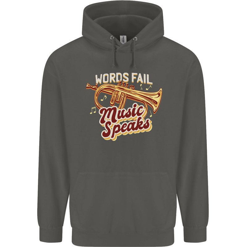 Flugelhorn Music Speaks Where Words Fail Childrens Kids Hoodie Storm Grey