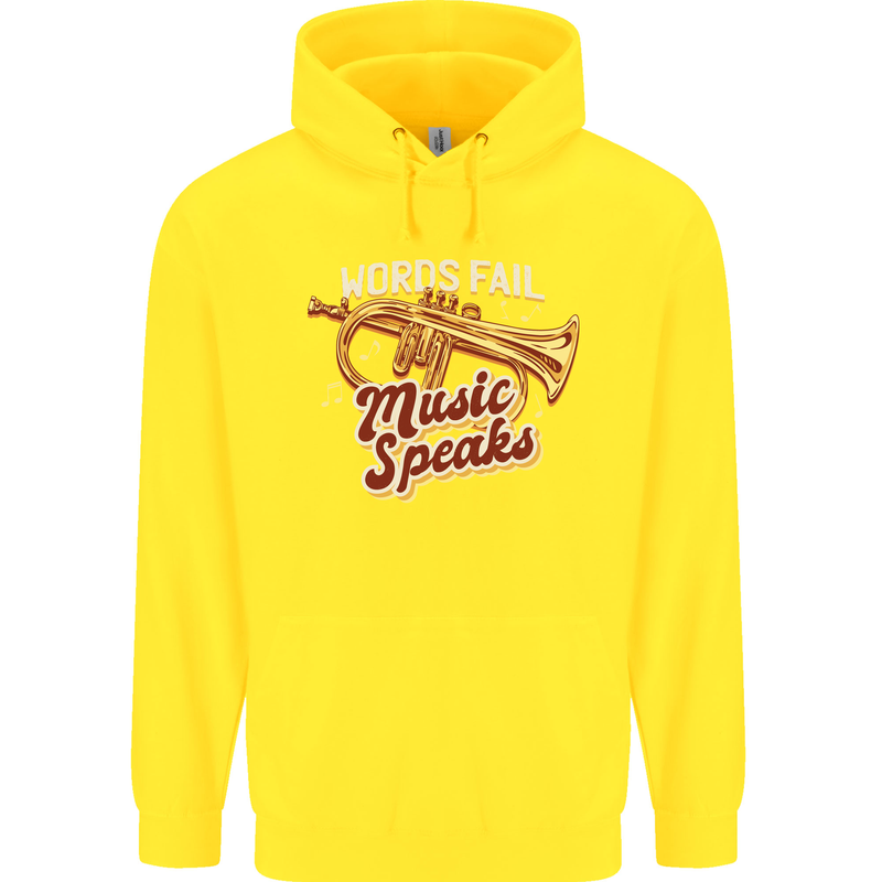 Flugelhorn Music Speaks Where Words Fail Childrens Kids Hoodie Yellow