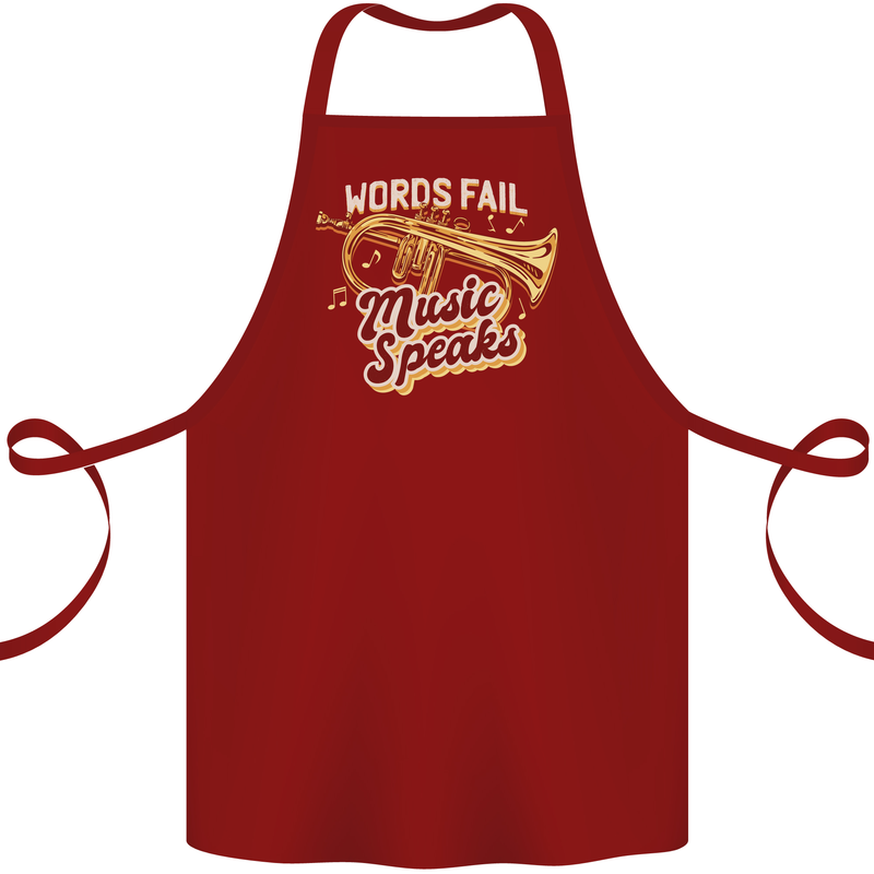 Flugelhorn Music Speaks Where Words Fail Cotton Apron 100% Organic Maroon