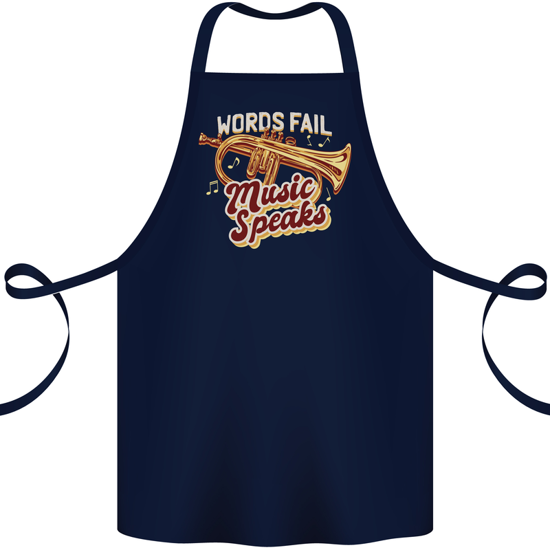 Flugelhorn Music Speaks Where Words Fail Cotton Apron 100% Organic Navy Blue