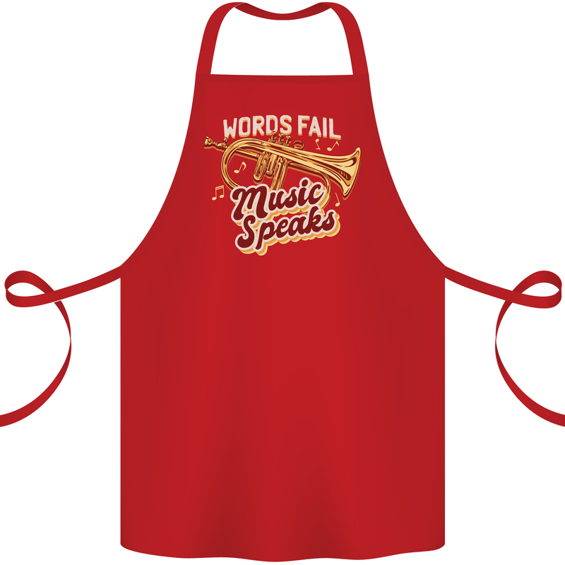 Flugelhorn Music Speaks Where Words Fail Cotton Apron 100% Organic Red