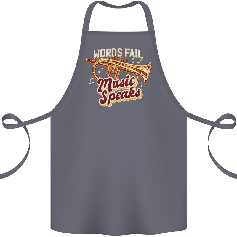 Flugelhorn Music Speaks Where Words Fail Cotton Apron 100% Organic Steel