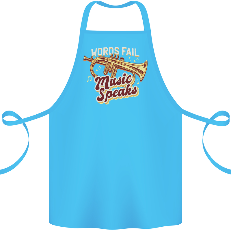 Flugelhorn Music Speaks Where Words Fail Cotton Apron 100% Organic Turquoise
