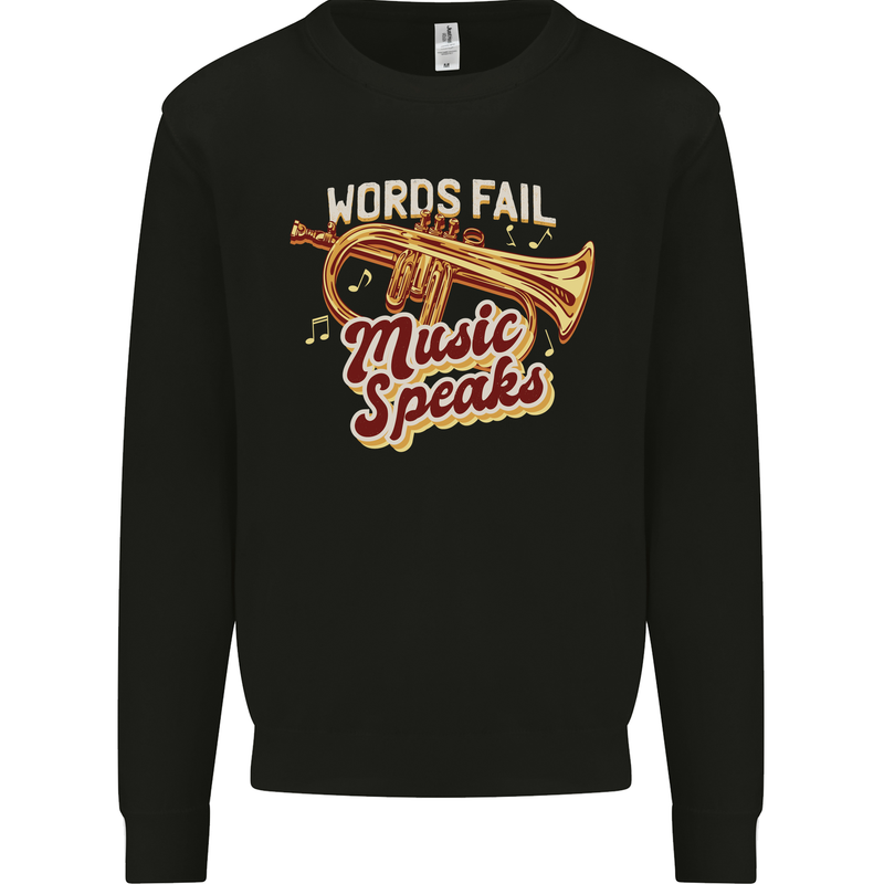 Flugelhorn Music Speaks Where Words Fail Kids Sweatshirt Jumper Black