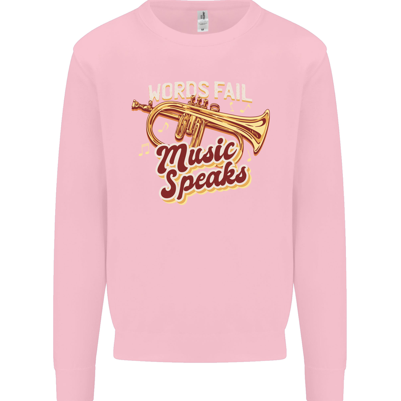 Flugelhorn Music Speaks Where Words Fail Kids Sweatshirt Jumper Light Pink