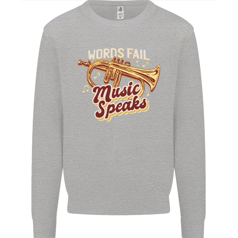 Flugelhorn Music Speaks Where Words Fail Kids Sweatshirt Jumper Sports Grey