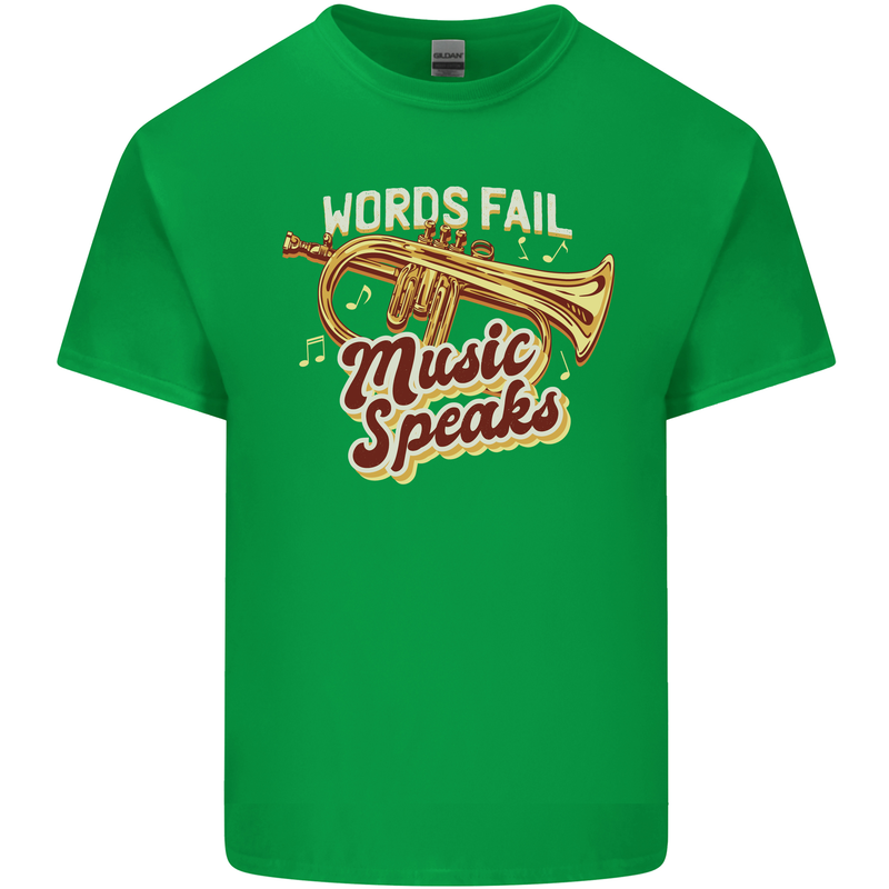 Flugelhorn Music Speaks Where Words Fail Kids T-Shirt Childrens Irish Green