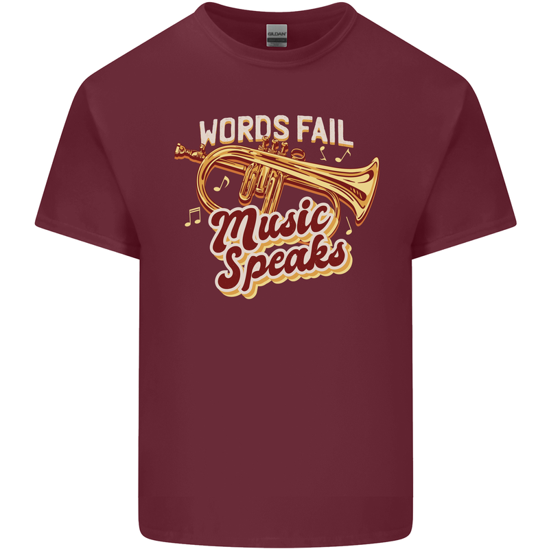 Flugelhorn Music Speaks Where Words Fail Mens Cotton T-Shirt Tee Top Maroon