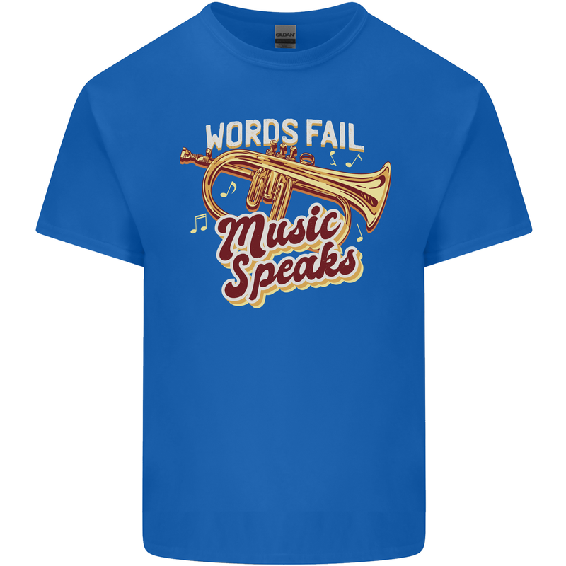 Flugelhorn Music Speaks Where Words Fail Mens Cotton T-Shirt Tee Top Royal Blue