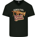 Flugelhorn Music Speaks Where Words Fail Mens V-Neck Cotton T-Shirt Black