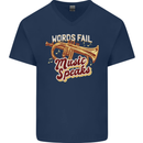 Flugelhorn Music Speaks Where Words Fail Mens V-Neck Cotton T-Shirt Navy Blue