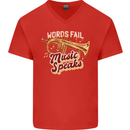 Flugelhorn Music Speaks Where Words Fail Mens V-Neck Cotton T-Shirt Red