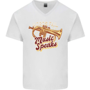 Flugelhorn Music Speaks Where Words Fail Mens V-Neck Cotton T-Shirt White