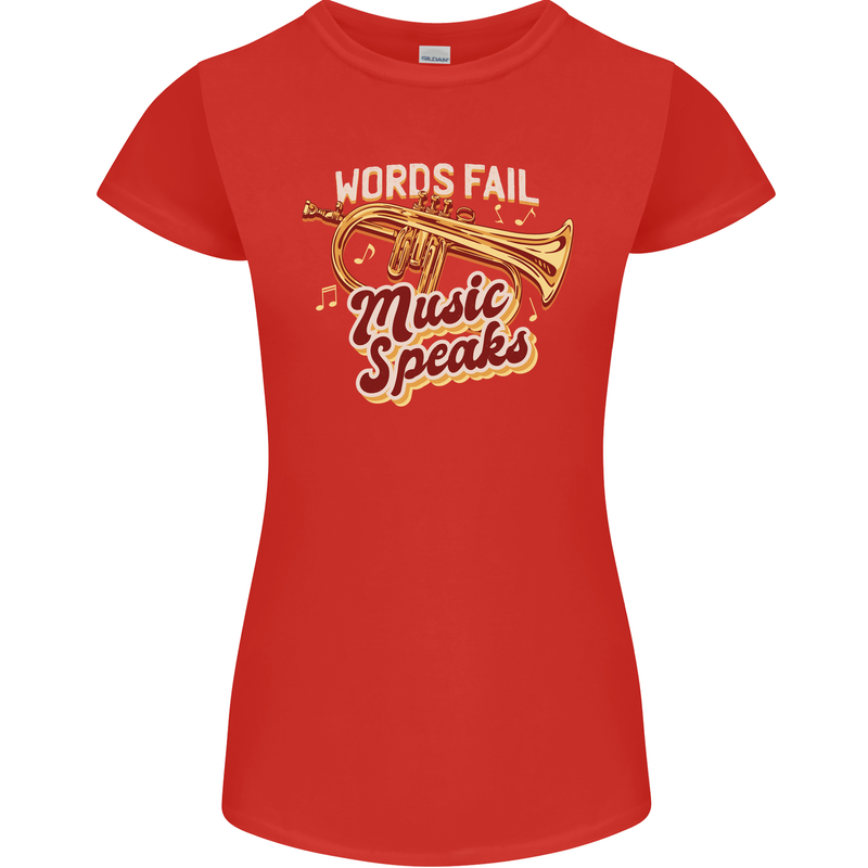 Flugelhorn Music Speaks Where Words Fail Womens Petite Cut T-Shirt Red