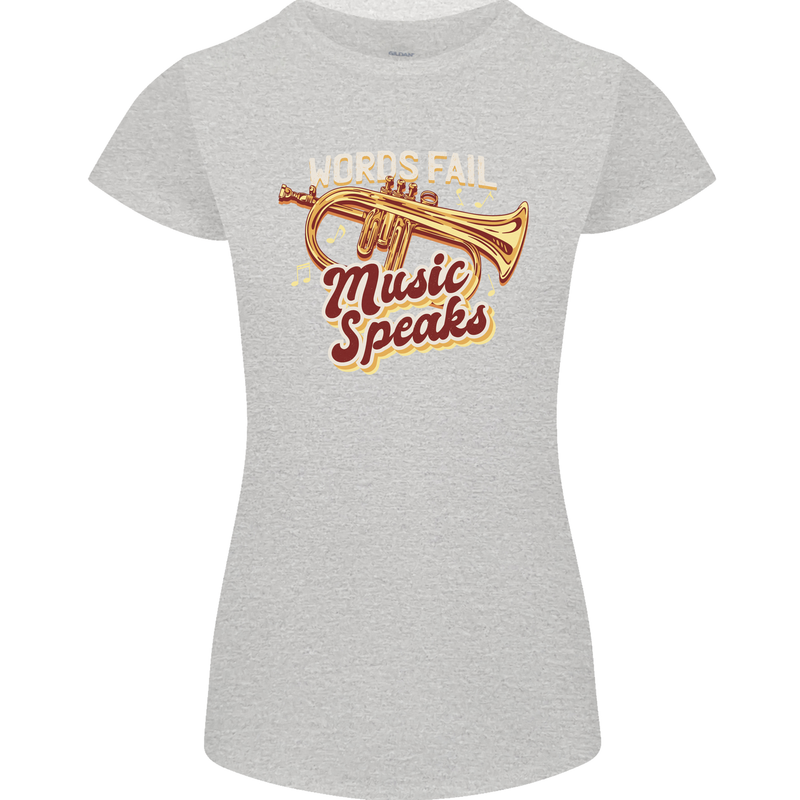 Flugelhorn Music Speaks Where Words Fail Womens Petite Cut T-Shirt Sports Grey