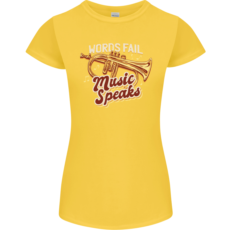 Flugelhorn Music Speaks Where Words Fail Womens Petite Cut T-Shirt Yellow