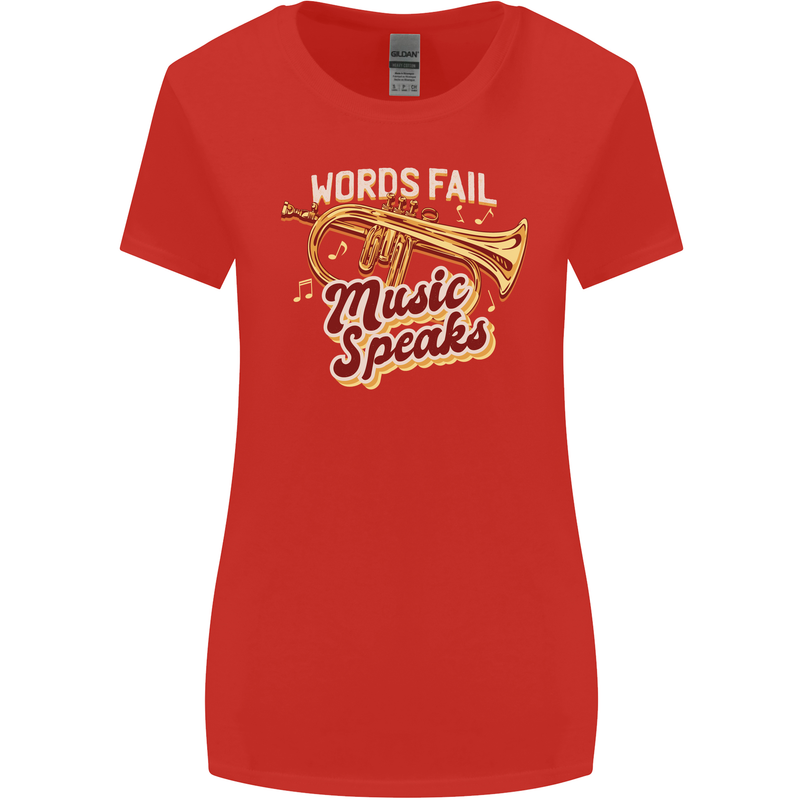 Flugelhorn Music Speaks Where Words Fail Womens Wider Cut T-Shirt Red