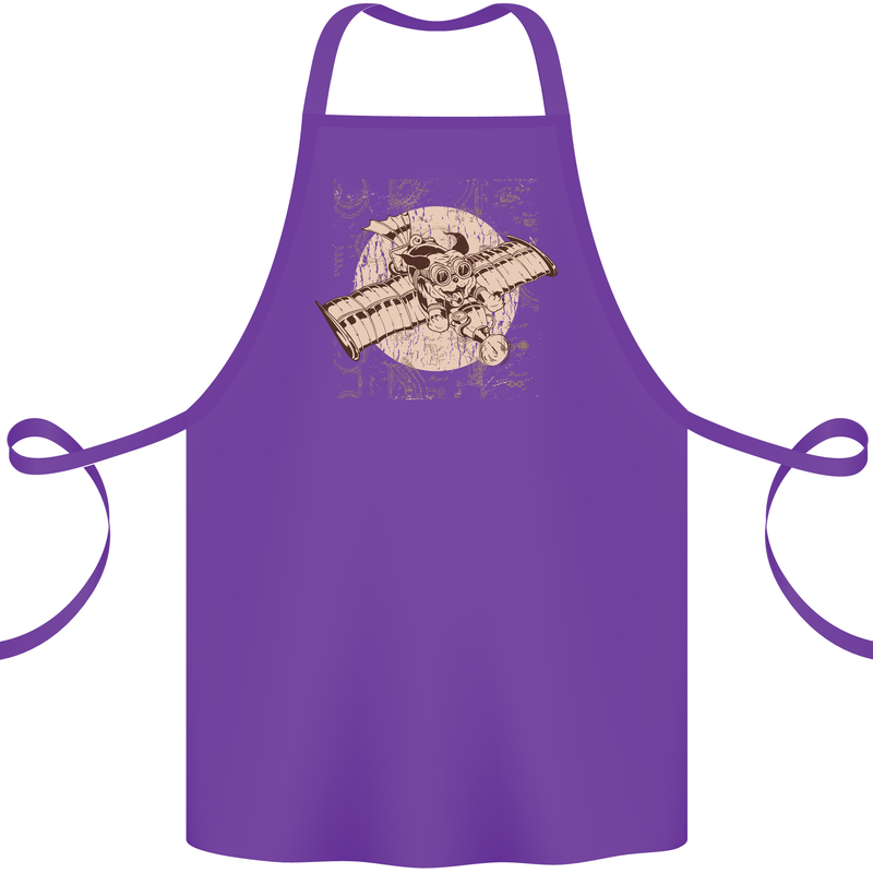 Flying Steampunk Dog Cotton Apron 100% Organic Purple