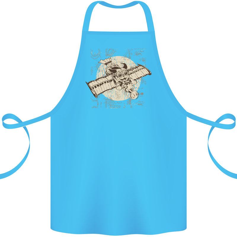 Flying Steampunk Dog Cotton Apron 100% Organic Turquoise