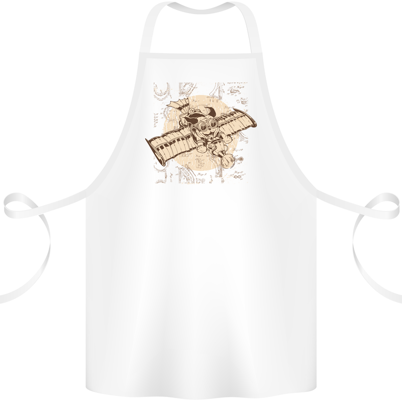 Flying Steampunk Dog Cotton Apron 100% Organic White