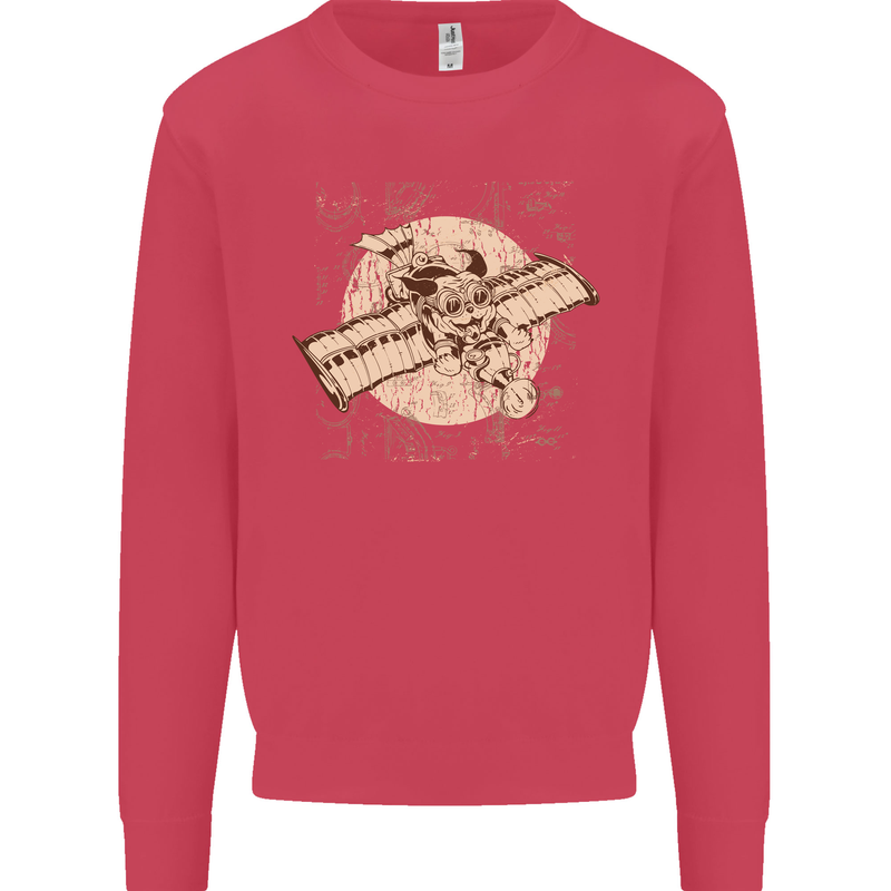 Flying Steampunk Dog Kids Sweatshirt Jumper Heliconia