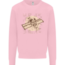 Flying Steampunk Dog Kids Sweatshirt Jumper Light Pink