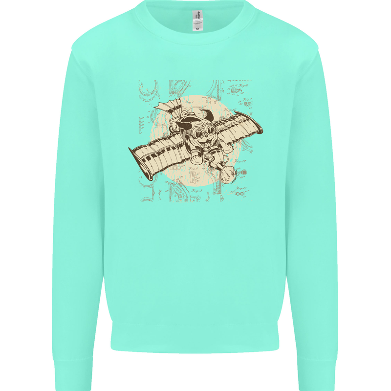 Flying Steampunk Dog Kids Sweatshirt Jumper Peppermint