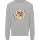 Flying Steampunk Dog Kids Sweatshirt Jumper Sports Grey