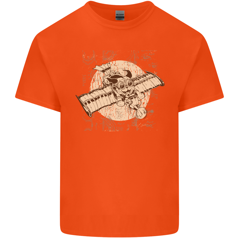 Flying Steampunk Dog Kids T-Shirt Childrens Orange