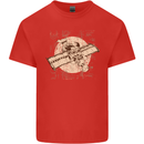Flying Steampunk Dog Kids T-Shirt Childrens Red